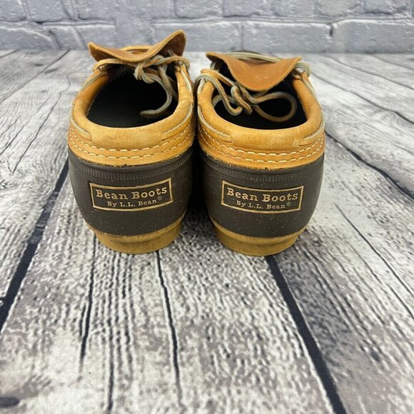 L.L. Bean Mens Duck Shoes Boots Size 9M Brown & Tan Leather/Rubber Lace-Up - Picture 8 of 8